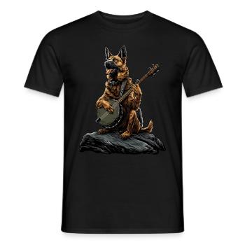 Belgian Malinois Dog Bluegrass Banjo Player - Men's T-Shirt - black - Front - AI Model Male 178 light (178cm)