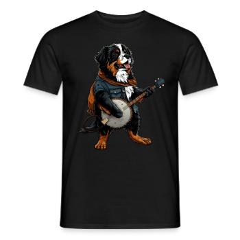 Bouvier Bernois Joueur de Banjo Bluegrass - T-shirt homme - noir - Devant - AI Model Male 178 light (178cm)