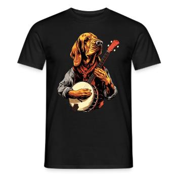 Bloodhound Dog Joueur de banjo bluegrass - T-shirt homme - noir - Devant - AI Model Male 178 light (178cm)