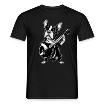 Boston Terrier Chien Joueur de Banjo Bluegrass - T-shirt homme - noir - Devant - AI Model Male 178 light (178cm)