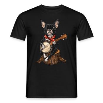 Boston Terrier Chien Joueur de Banjo Bluegrass - T-shirt homme - noir - Devant - AI Model Male 178 light (178cm)