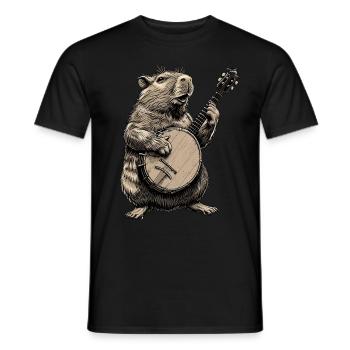 Capybara Capibara Joueur de banjo Bluegrass - T-shirt homme - noir - Devant - AI Model Male 178 light (178cm)
