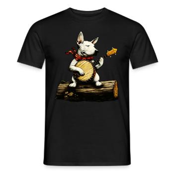 Bullterrier Hund Bluegrass Banjo Spieler - Männer T-Shirt - Schwarz - Vorne - AI Model Male 178 light (178cm)