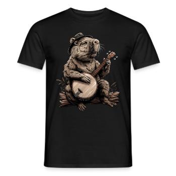 Capybara Capibara Joueur de banjo Bluegrass - T-shirt homme - noir - Devant - AI Model Male 178 light (178cm)