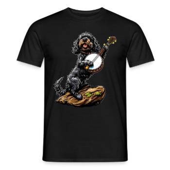 Cocker Spaniel Chien Joueur de banjo Bluegrass - T-shirt homme - noir - Devant - AI Model Male 178 light (178cm)