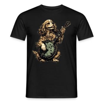 Cocker Spaniel Chien Joueur de banjo Bluegrass - T-shirt homme - noir - Devant - AI Model Male 178 light (178cm)