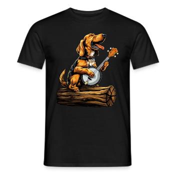 Coonhound Dog Joueur de banjo bluegrass - T-shirt homme - noir - Devant - AI Model Male 178 light (178cm)