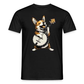 Corgi Dog Joueur de banjo bluegrass - T-shirt homme - noir - Devant - AI Model Male 178 light (178cm)