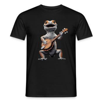Gecko à crête Lézard Joueur de banjo Bluegrass - T-shirt homme - noir - Devant - AI Model Male 178 light (178cm)