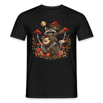 Cottagecore Aesthetic Racoon Playing Guitar Pil - Men's T-Shirt - black - Front - AI Model Male 178 light (178cm)
