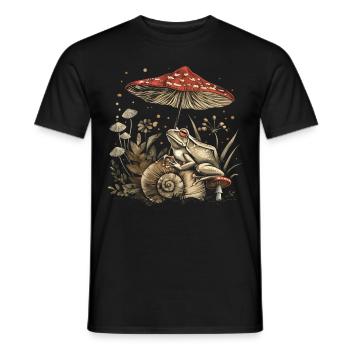 Cottagecore Esthétique Grenouille Coquille Champignon Witchy F - T-shirt homme - noir - Devant - AI Model Male 178 light (178cm)