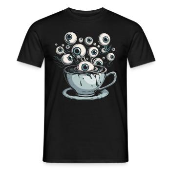 Weirdcore Ästhetische Kaffeetasse Menschlicher Aug - Männer T-Shirt - Schwarz - Vorne - AI Model Male 178 light (178cm)