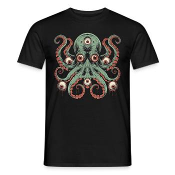 Weirdcore Ästhetischer Oktopus Augäpfel Cthulhu St - Männer T-Shirt - Schwarz - Vorne - AI Model Male 178 light (178cm)