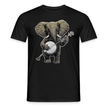 Elefantentier Bluegrass Banjo-Spieler - Männer T-Shirt - Schwarz - Vorne - AI Model Male 178 light (178cm)