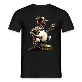 Flamingo Animal Joueur de banjo bluegrass - T-shirt homme - noir - Devant - AI Model Male 178 light (178cm)