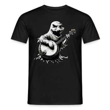 Gespenst Halloween Gespenstische Bluegrass Banjo S - Männer T-Shirt - Schwarz - Vorne - AI Model Male 178 light (178cm)