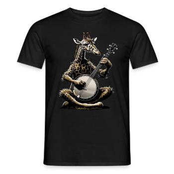 Girafe Animal Joueur de Banjo Bluegrass - T-shirt homme - noir - Devant - AI Model Male 178 light (178cm)