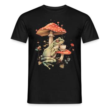 Cottagecore Ästhetisch Frosch Kaffee Pilz Witchy F - Männer T-Shirt - Schwarz - Vorne - AI Model Male 178 light (178cm)
