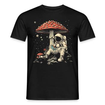 Cottagecore Aesthetic Astronaut Frog Mushroom Witc - Men's T-Shirt - black - Front - AI Model Male 178 light (178cm)