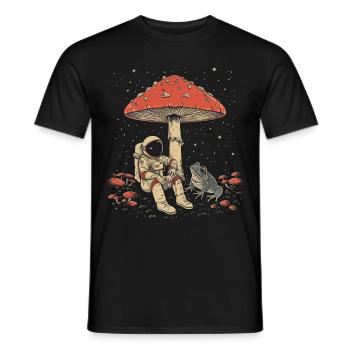 Cottagecore Aesthetic Astronaut Frog Mushroom Witc - Men's T-Shirt - black - Front - AI Model Male 178 light (178cm)
