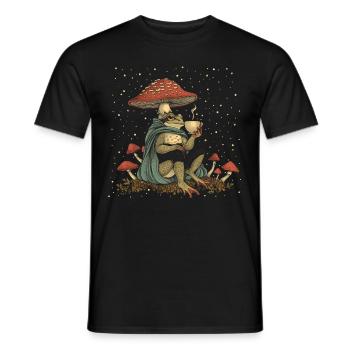 Cottagecore Aesthetic Frog Coffee Mushroom Witch G - Men's T-Shirt - black - Front - AI Model Male 178 light (178cm)