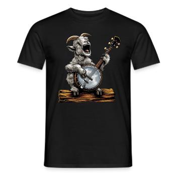 Ziege Bauernhof Tier Bauer Bluegrass Banjo Spieler - Männer T-Shirt - Schwarz - Vorne - AI Model Male 178 light (178cm)