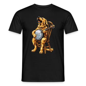 Golden Retriever Chien Joueur de Banjo Bluegrass - T-shirt homme - noir - Devant - AI Model Male 178 light (178cm)