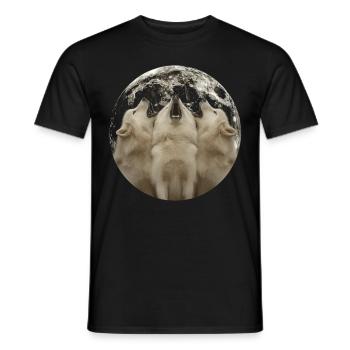 Akita Dog Howling Moon - Men's T-Shirt - black - Front - AI Model Male 178 light (178cm)