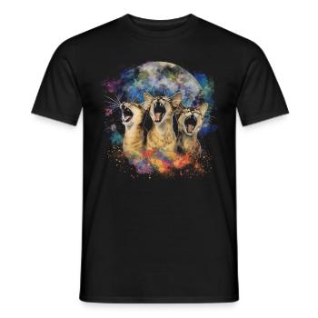 Abessinierkatze Heulender Mond - Männer T-Shirt - Schwarz - Vorne - AI Model Male 178 light (178cm)