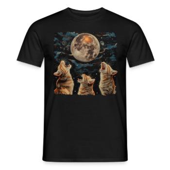 Chat américain à poil court Lune hurlante - T-shirt homme - noir - Devant - AI Model Male 178 light (178cm)