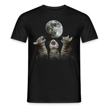 Chat américain à poil court Lune hurlante - T-shirt homme - noir - Devant - AI Model Male 178 light (178cm)