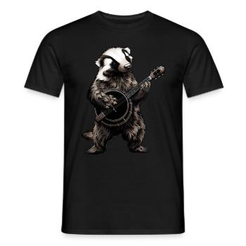 Honey Badger Ratel Bluegrass Banjo Player - Men's T-Shirt - black - Front - AI Model Male 178 light (178cm)