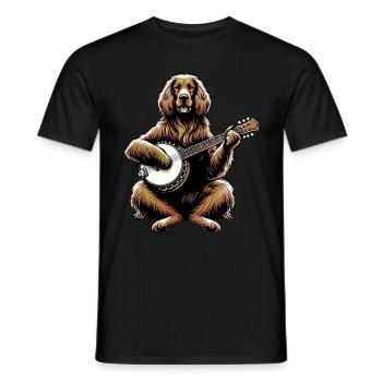 Setter irlandais chien joueur de banjo bluegrass - T-shirt homme - noir - Devant - AI Model Male 178 light (178cm)