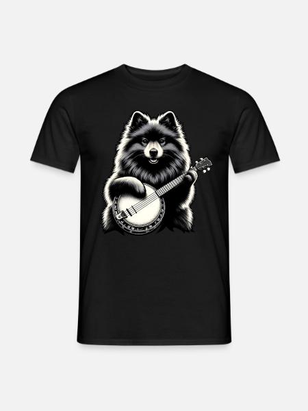 Keeshond Dog Bluegrass Banjo Player - Men's T-Shirt - black