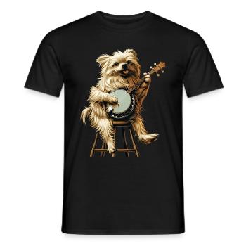 Maltese Dog Bluegrass Banjo Player - Men's T-Shirt - black - Front - AI Model Male 178 light (178cm)
