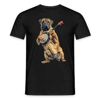 Mastiff Dog Joueur de banjo bluegrass - T-shirt homme - noir - Devant - AI Model Male 178 light (178cm)
