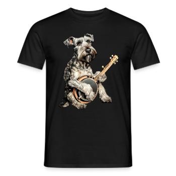 Miniature Schnauzer Chien Bluegrass Joueur de Banjo - T-shirt homme - noir - Devant - AI Model Male 178 light (178cm)