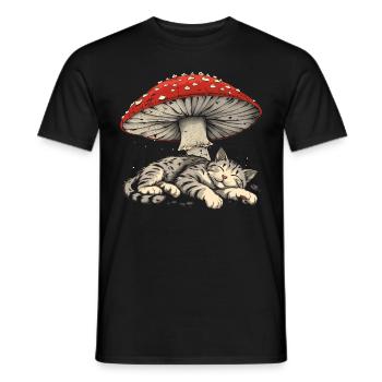 Cottagecore Esthétique Dormir Chat Gris Pil - T-shirt homme - noir - Devant - AI Model Male 178 light (178cm)