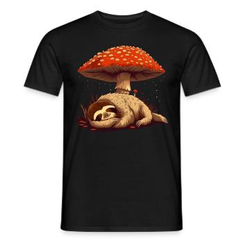 Cottagecore Aesthetic Sleep Sloth Mushroom Witchy - Men's T-Shirt - black - Front - AI Model Male 178 light (178cm)