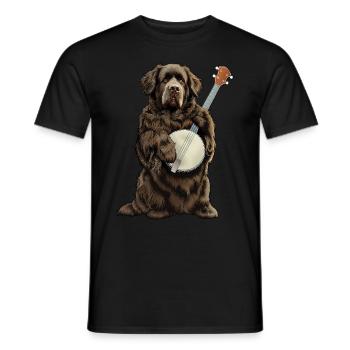 Neufundländer Hund Haustier Bluegrass Banjo Spiele - Männer T-Shirt - Schwarz - Vorne - AI Model Male 178 light (178cm)
