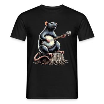 Rattenmaus Bluegrass Banjo Spieler - Männer T-Shirt - Schwarz - Vorne - AI Model Male 178 light (178cm)