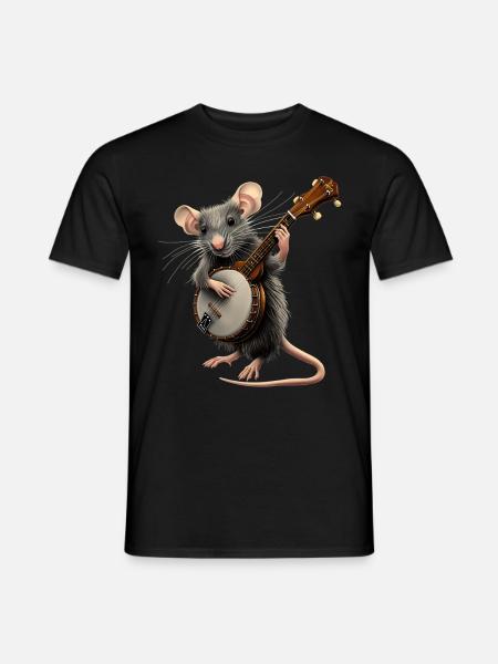 Rat Mouse Bluegrass Banjo Player - Men's T-Shirt - black