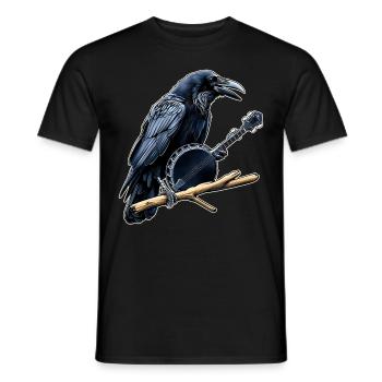 Raven Crow Bluegrass Banjo Player - Men's T-Shirt - black - Front - AI Model Male 178 light (178cm)