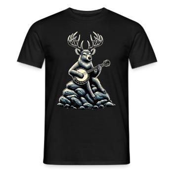 Rentier Weihnachten Weihnachtsmann Bluegrass Banjo - Männer T-Shirt - Schwarz - Vorne - AI Model Male 178 light (178cm)