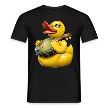 Rubber Duck Ducky Bluegrass Banjo Player - Men's T-Shirt - black - Front - AI Model Male 178 light (178cm)