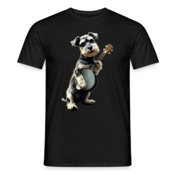 Schnauzer Chien Joueur de Banjo Bluegrass - T-shirt homme - noir - Devant - AI Model Male 178 light (178cm)