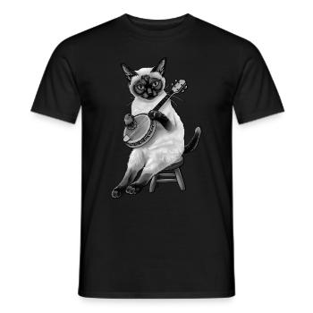Siamkatze Bluegrass Banjo Spieler - Männer T-Shirt - Schwarz - Vorne - AI Model Male 178 light (178cm)