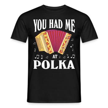 Funny Polka Saying - Men's T-Shirt - black - Front - AI Model Male 178 light (178cm)