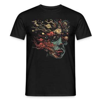 Weirdcore Aesthetics Weird Woman Face Dreamcore - Men's T-Shirt - black - Front - AI Model Male 178 light (178cm)