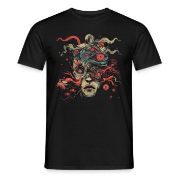 Weirdcore Ästhetik Weird Face Augäpfel Dreamcore - Männer T-Shirt - Schwarz - Vorne - AI Model Male 178 light (178cm)